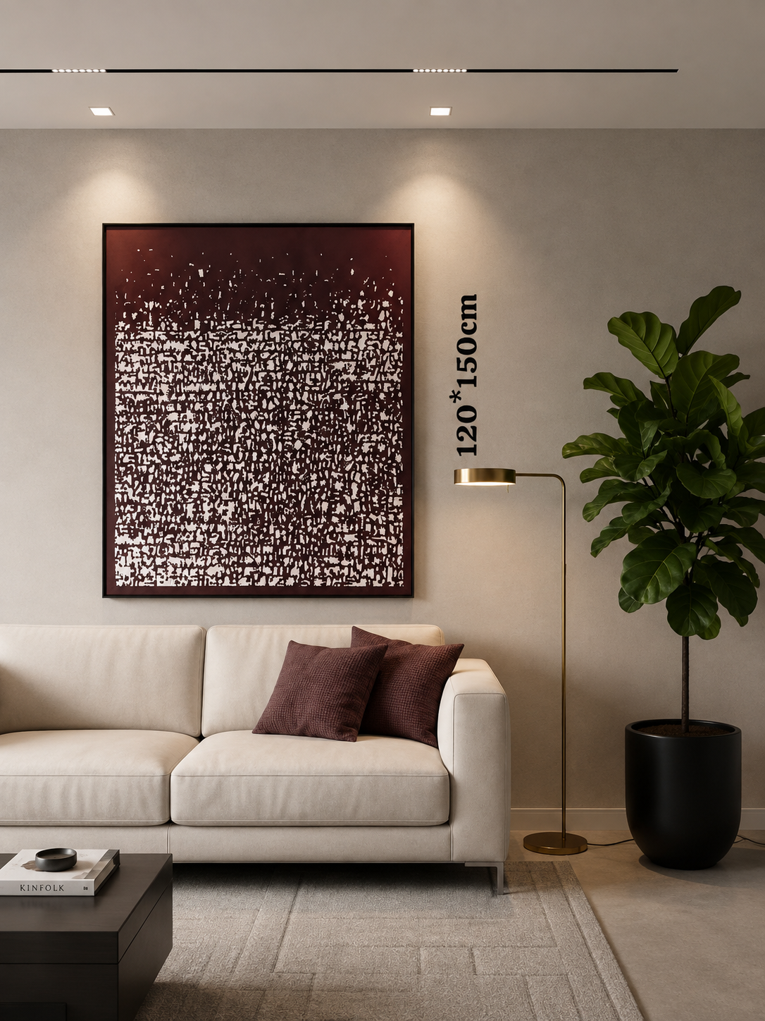 Framed Red Textured Abstract