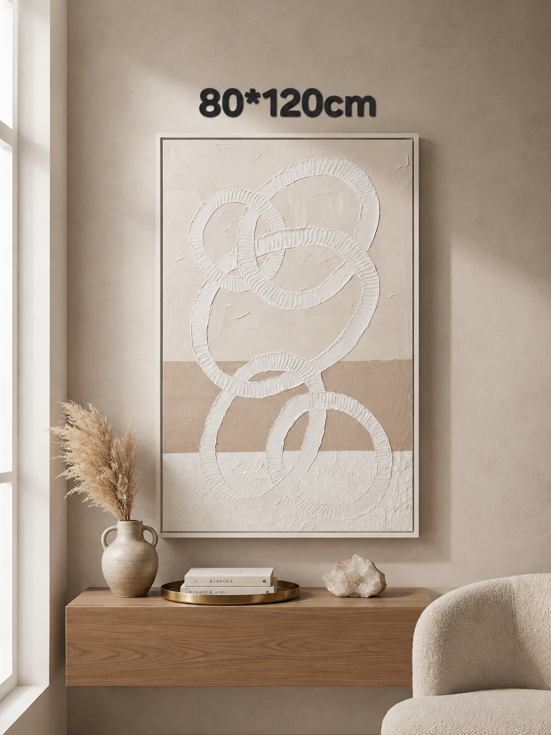 Framed White Abstract Art