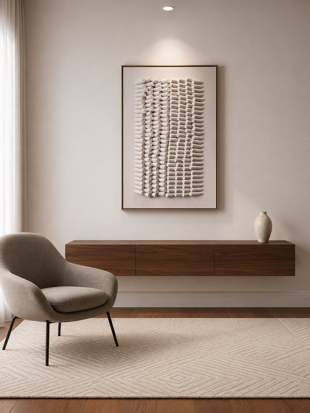 Framed White Brown Textured